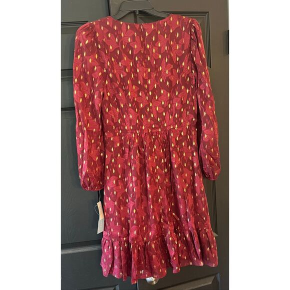 London Times Womens V-Neck Ruched Waist Tiered Skirt Dress -4 - Picture 4 of 8